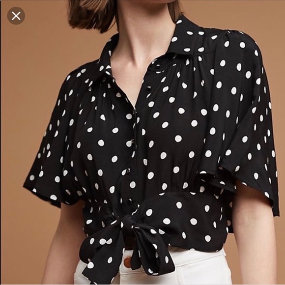 Anthropologie Tops - ANTHROPOLOGIE MAEVE CANNA POLKA DOT TOP 00P